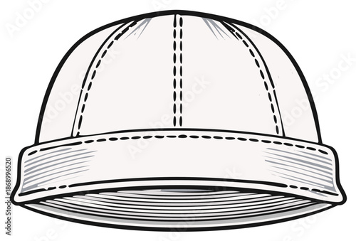 Docker Hat Illustration Simple Short Brimless Cap Fashionable Headwear