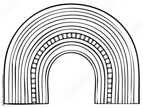 Stylized Outline Rainbow Arch with Segmented Inner Detail