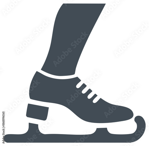 Figure skater leg and skate graphic isolated on white. Simple illustration of ice skate.