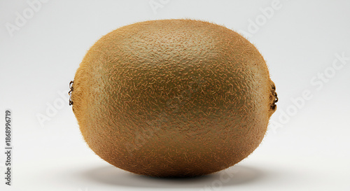 Eine frische haarige Kiwi mit weicher Studiobeleuchtung auf hellem Hintergrund appetitlich pr�sentiert. AI Generated