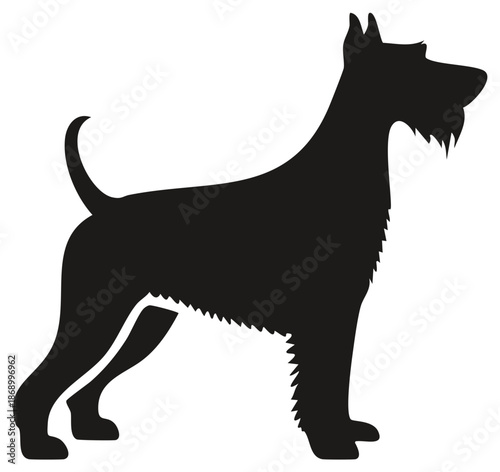 Stylized Terrier Dog Silhouette Vector Illustration Standing in Profile Pose