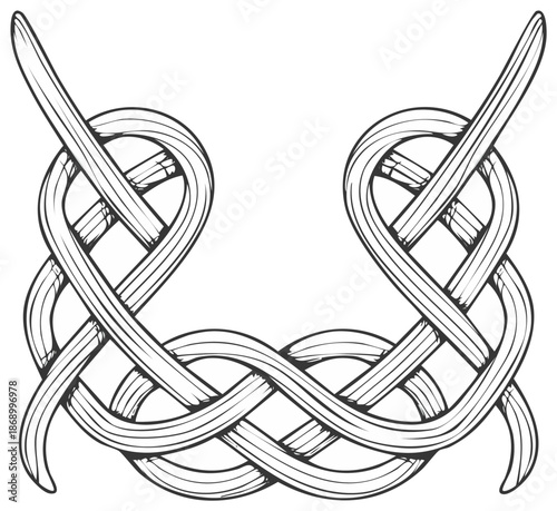 Celtic knot line art vector pattern, traditional ornament, decorative border design