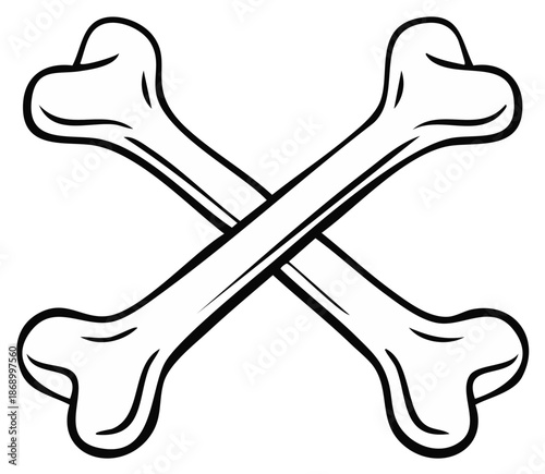 Crossed Bones Illustration Symbolizing Danger and Piracy with Sketchy Outline Isolated