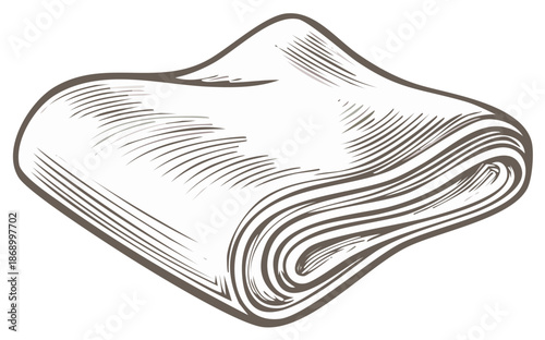 Folded Fabric Stacked - Engraved Illustration of Textiles and Material