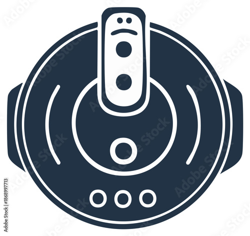 Robot vacuum cleaner symbol, automatic cleaning service illustration, home appliance, wireless cleaning machine.