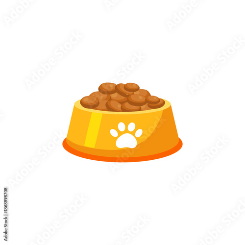 pet food bowl filled with dry kibble illustration