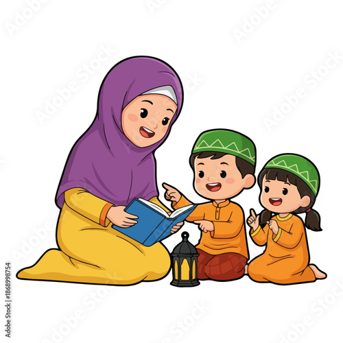 Muslim Family Reading Quran