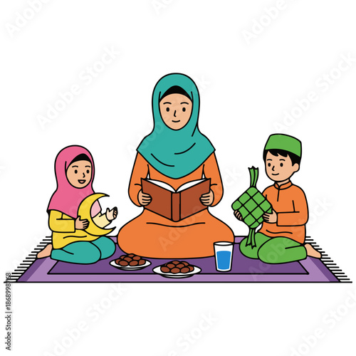 Muslim Family Ramadan Illustration