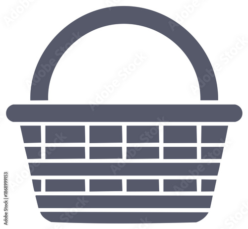 Chic Woven Basket Icon for Farm Fresh Produce and Home Organization Wicker Container Vector Illustration
