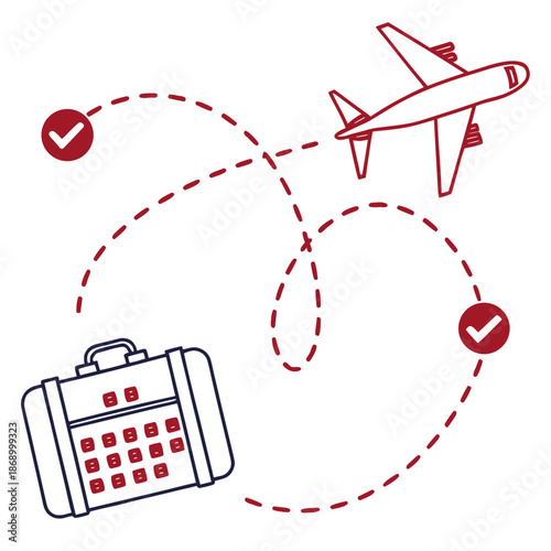 Minimal Travel Itinerary Icon Vector on White