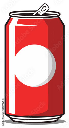 Red soda can illustration with white label ready to be filled