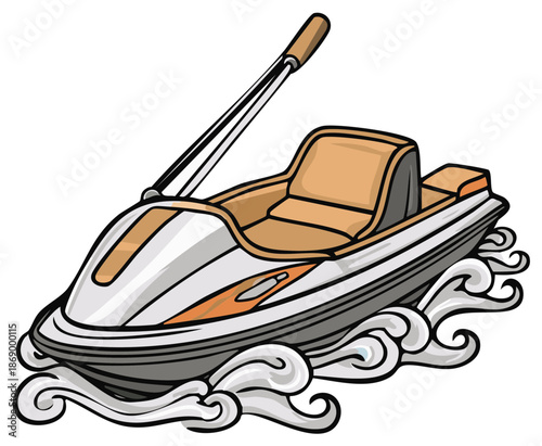 Modern Personal Watercraft Riding Ocean Waves