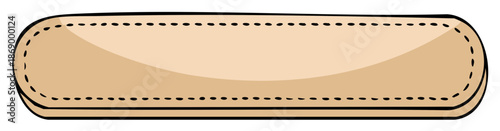 Cartoon style stitched leather patch or blank banner template. Hand drawn vector illustration for text or design.