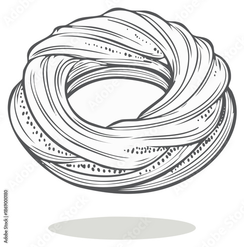 Braided Sweet Bread Ring Sketch Drawing Bakery Dessert Pastry Goodness