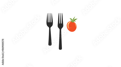 Black Forks and Red Tomato Illustration.