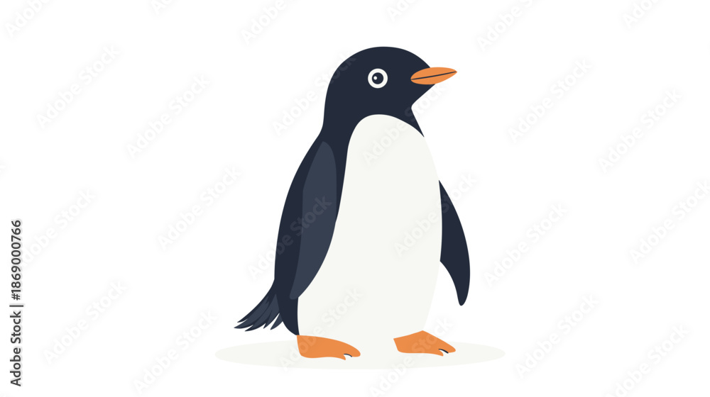Obraz premium Cartoon Penguin Standing on White Background.