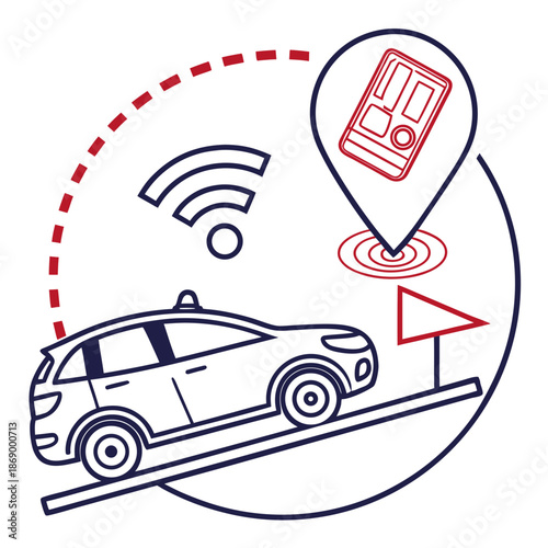Line Usage Based Insurance Icon for Smart Auto Policy Tech