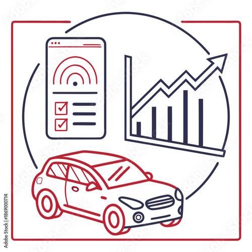 Line Usage Based Insurance Icon for Smart Auto Policy Tech