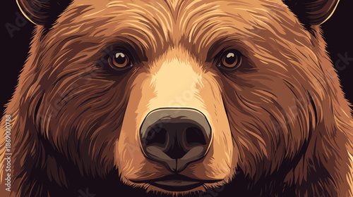 Close up of a brown bear face.