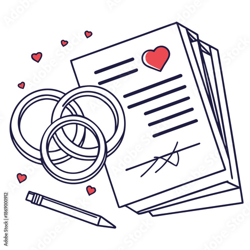 Wedding Contract Management Outline Icon for Digital Planning