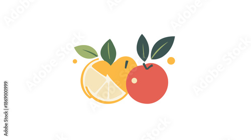 Colorful Citrus Fruits with Green Leaves.