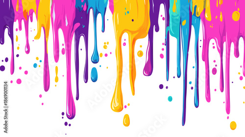 Colorful Paint Dripping Down from Top Edge 1.