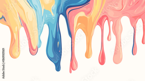 Colorful Paint Dripping Down Isolated White 1.