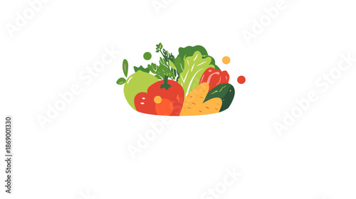 Colorful Vegetables and Fruits Arrangement.