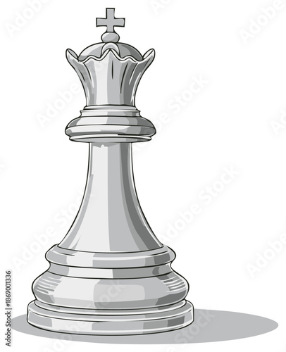 Silver chess queen piece with cross on top