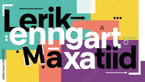 Vibrant colorful typographic design with bold text and geometric shapes in background for creative projects and presentations with typography