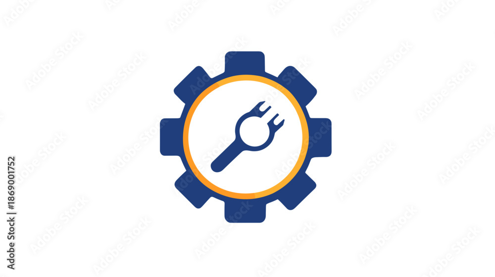 Obraz premium Gear Icon with Wrench Inside Circle.