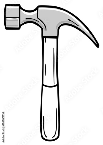 Cartoon style hammer vector illustration. Tool for building and repair work, with handle and head.