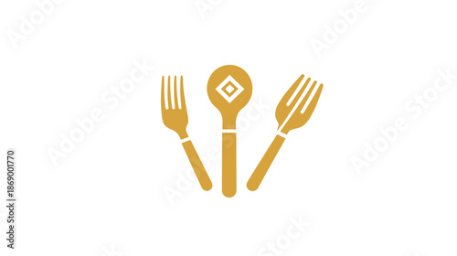 Golden Cutlery Set with Fork Spoon Knife.