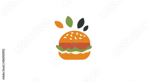 Illustration of a Hamburger with Leaves.