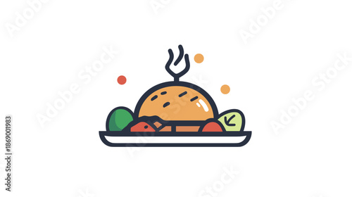 Illustration of Roasted Chicken on Plate.