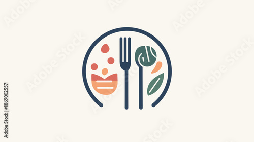 Simple Flat Design Plate with Utensils.