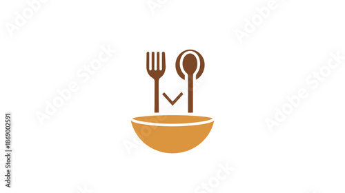 Simple Illustration of Bowl and Utensils.