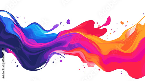 Vibrant Liquid Splashes with Colorful Paint.