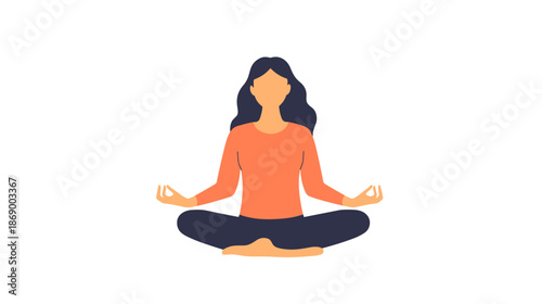Woman Practicing Yoga Meditation Pose.