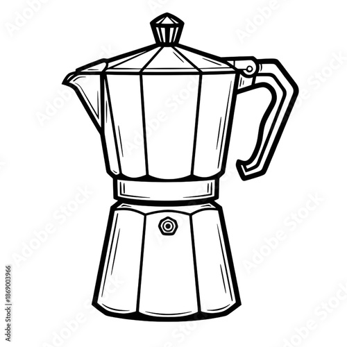 moka pot italian coffee maker line art icon