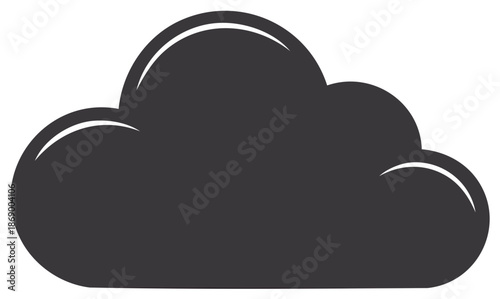 Dark stylized cloud silhouette with bright highlights on a white background representing abstract weather or technology