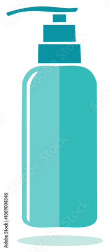 Illustration of a turquoise liquid soap or hand sanitizer dispenser