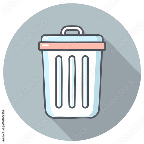 Simple Flat Design Trash Can Icon for Delete or Waste Management