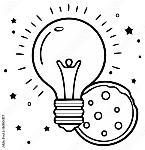 Creative concept represented by lightbulb and celestial body illustration.