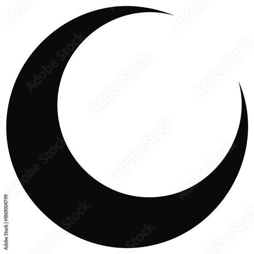 Black Crescent Moon Symbol Vector Illustration Celestial Night Sky and Spiritual Icon