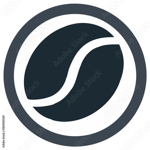 Simple coffee bean icon in a circle. Modern minimalist flat design logo for cafe or beverage brand.