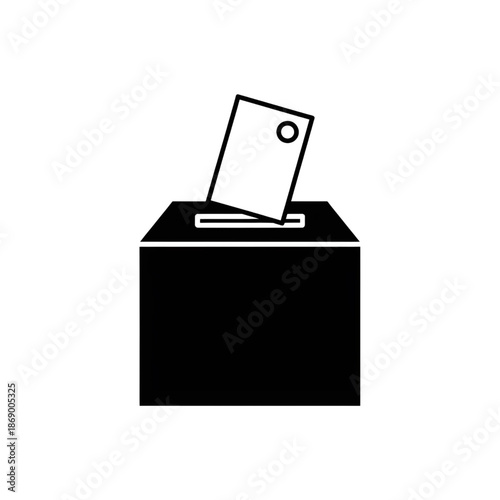 ballot paper entering voting box silhouette icon for election and democracy