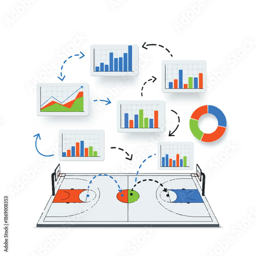 Data Analysis and Visualization on a Football Field with Various Charts and Graphs