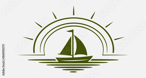 Sailboat Sailing on Calm Waters under Rainbow and Sun