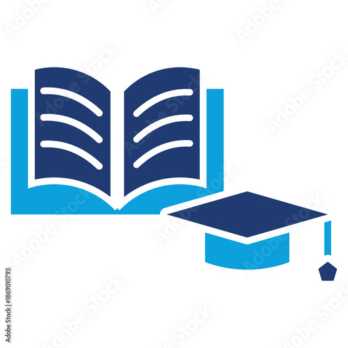 education flat blue style icon